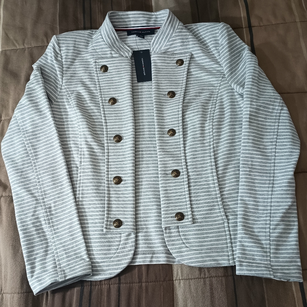 Tommy Hilfiger Military Striped Blazer Jacket M - Picture 5 of 12